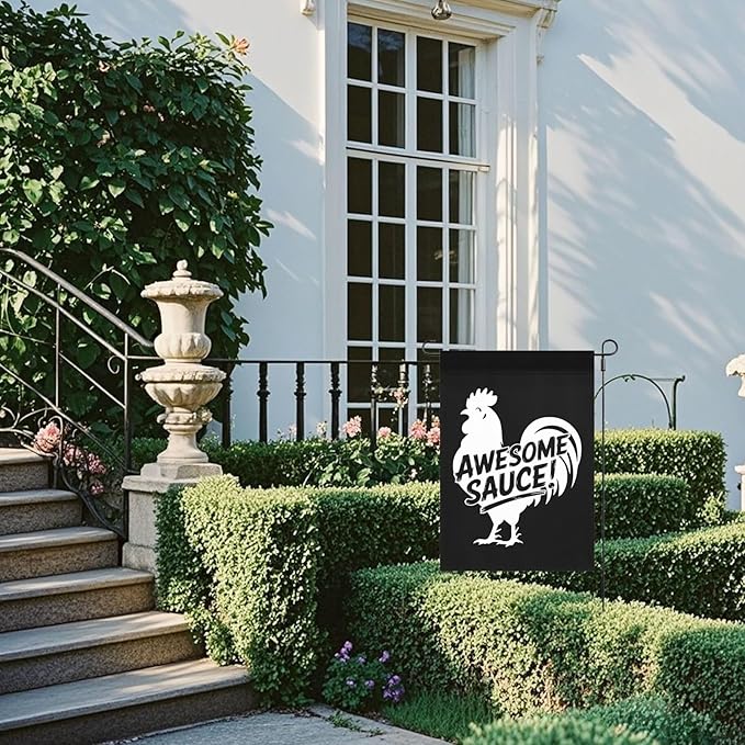 Awesome Sauce Rooster Garden Flag Art Banners House