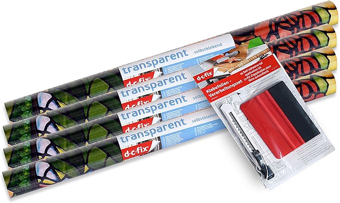 d-c-fix 346-0431-4PKA Self-Adhesive Privacy Glass Window Film,Venetian Garden, 17" x 78" Roll, 4-Pack with Applicator