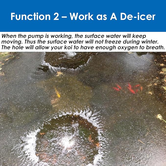 AquaMiracle Pond Aeration Kit Pond Air Pump Koi Pond Aerator for Pond up to 3000 Gallons Pond Deicer All-in-One Pond Aeration System with 4-Outlet Airline Tubing Air Stones Check Valves