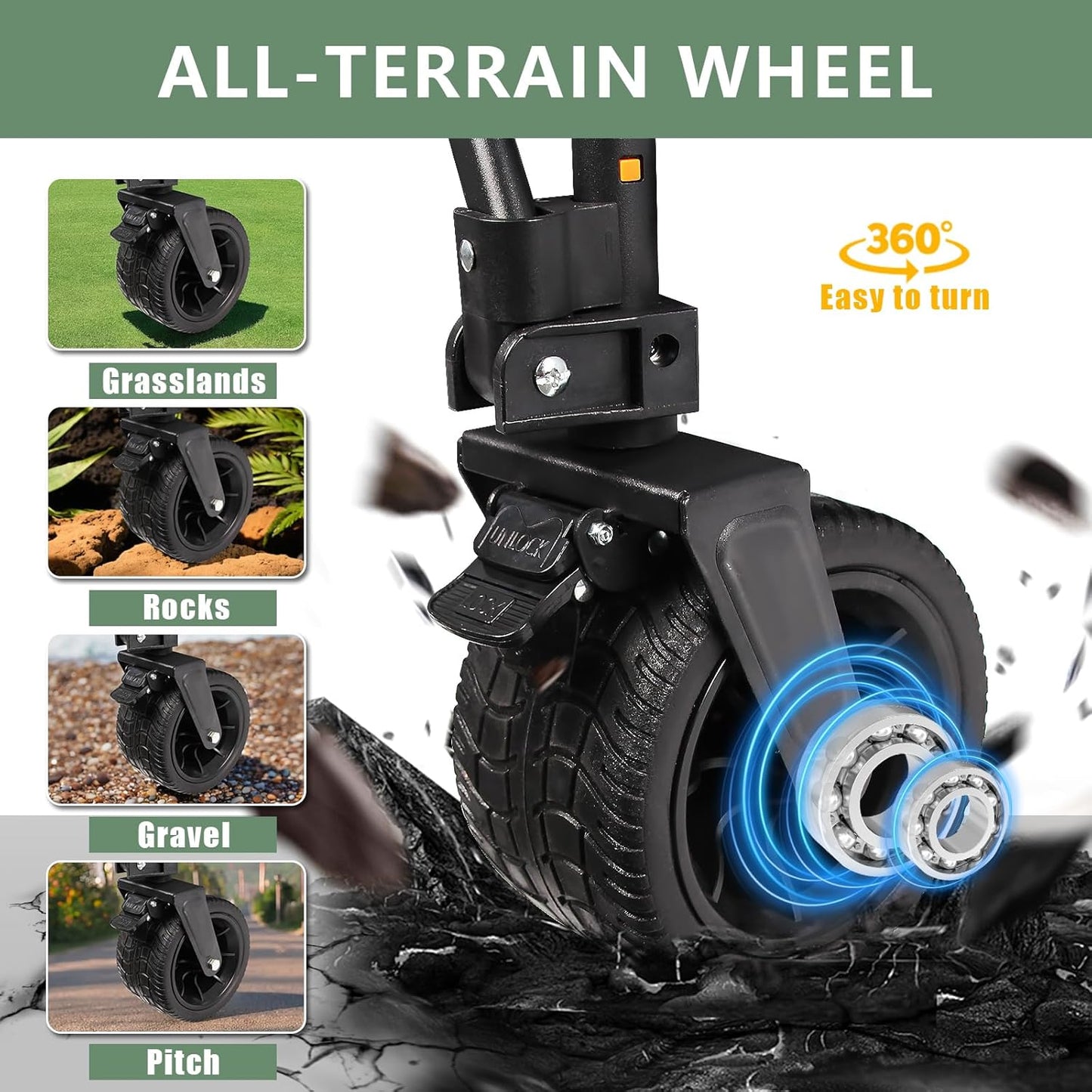 Double Decker Wagon Heavy Duty Collapsible, 600LBS 400L Capacity Foldable Utility Cart with Big Wheels for Beach, Outdoor, Camping & Gardening, Durable Steel Frame