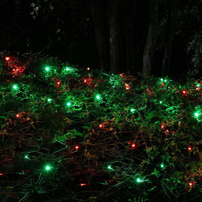 Dazzle Bright Red and Green Christmas String Lights, 300 LED 100 FT Connectable Waterproof String Lights Green Wire with 8 Modes, Xmas Vintage Decorations for Indoor Outdoor Party Yard Garden Decor