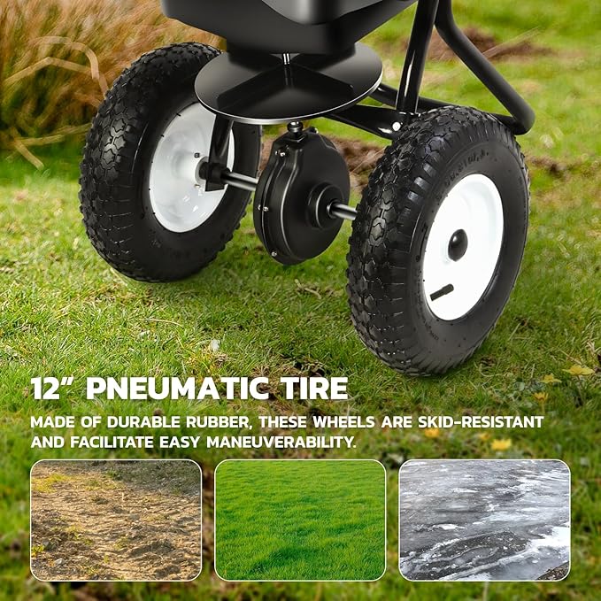 DNA MOTORING 80lb Walk-Behind Broadcast Spreader 36KG/29L Capacity, Garden Seeder with Wheels, for Residential Farm Seeding, TOOLS-00469