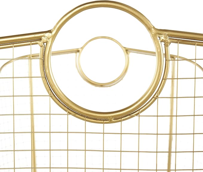 Deco 79 Metal Geometric Decorative and Functional Storage Basket Wire Grid Basket Organizer with Curved Edges Ring Handles, Basket for Storage 30" x 20" x 20", Gold