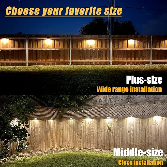 Aulanto Solar Fence Lights 8 Pack-Plus,100 Lumen Big Outdoor Solar Light IP65 Waterproof, Warm White and 10 RGB Modes,Fence Lights Otdoor Solar Lighting for Backyard,Garden,Fence,Wall,Deck,Stairs.