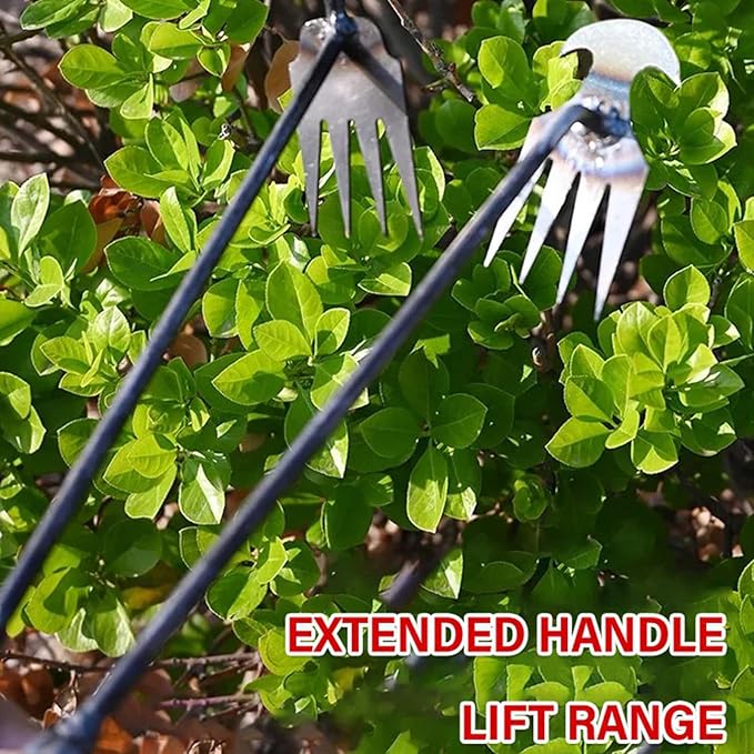 Amposei Weeding Artifact Uprooting Weeding Tool, Multifunctional Weeder, Hand Weeder Tool, Stand Up Weed Puller Tool with Handle for Garden Yard Farm Weed Removal (11in+20in, Metal)
