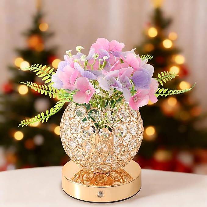 Pink Artificial Hydrangea Flower Lamp, 3 Color Dimmable Touch Control Night Light, Christmas Birthday Gifts for Women, Artificial Hydrangea Flower Table Lamp Decor for Bedroom Bar Coffee Shop Wedding