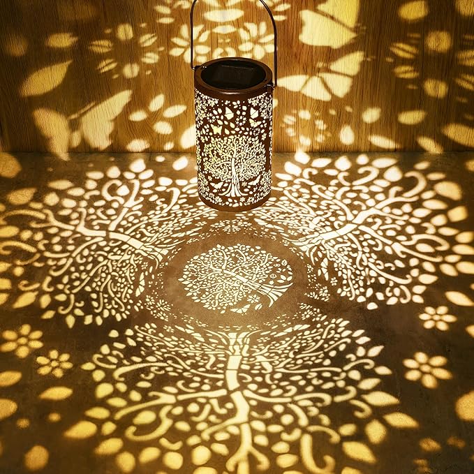 Fabuday Tree of Life Outdoor Solar Lantern Waterproof - Hanging Solar Power Lights Led for Outside, Garden Decor for Patio, Porch, Balcony, Yard and Deck, Gardening Decorations Gifts for Women Mom