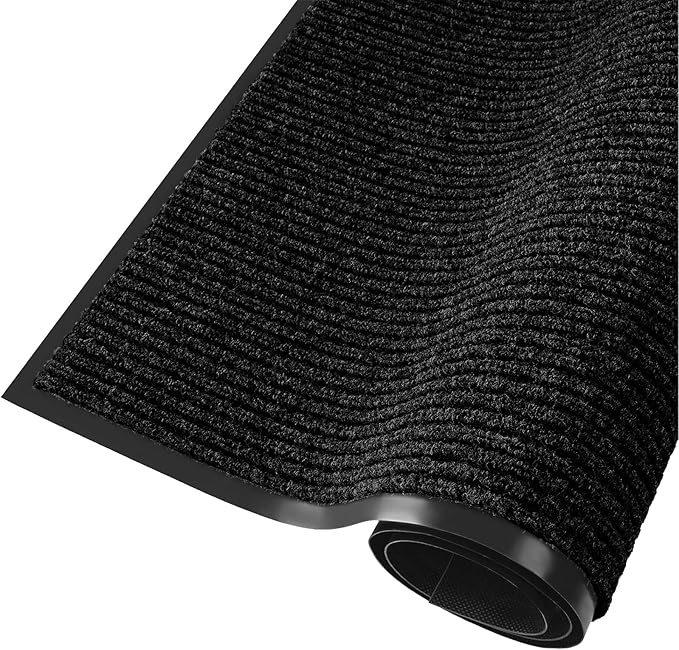 fani Heavy Duty Large Outdoor Indoor Entrance Black Doormat Waterproof Low Profile Entrance Rug Front Door Mat Patio Anti-Skid Rubber Back, 35x72 inch (Black)