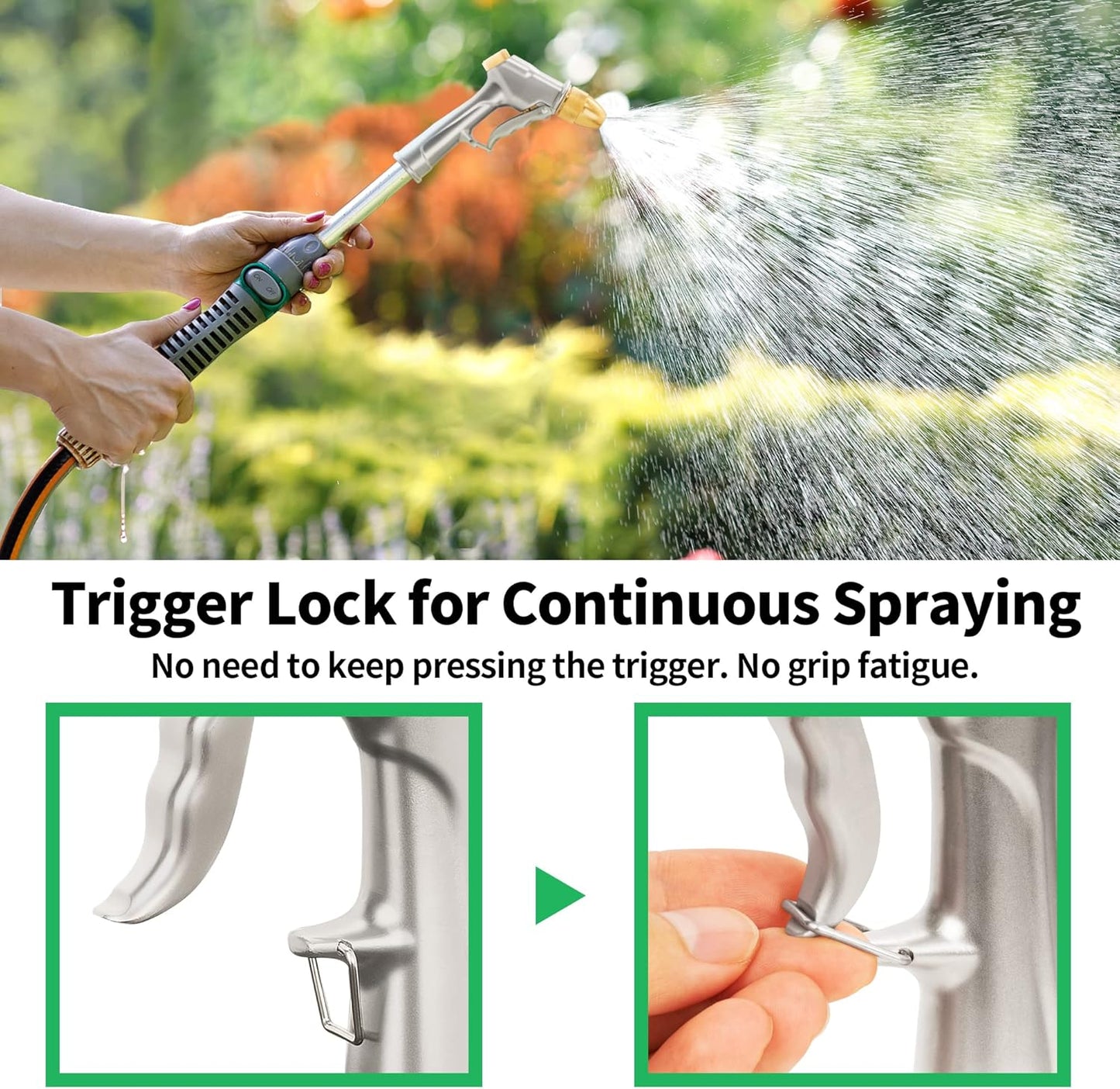 AUTOMAN Garden Hose Nozzle Sprayer - High Pressure 100% Metal Water Spray Nozzle With 4 Patterns - Heavy Duty for Watering Plants, Lawns, Washing Cars & Pets