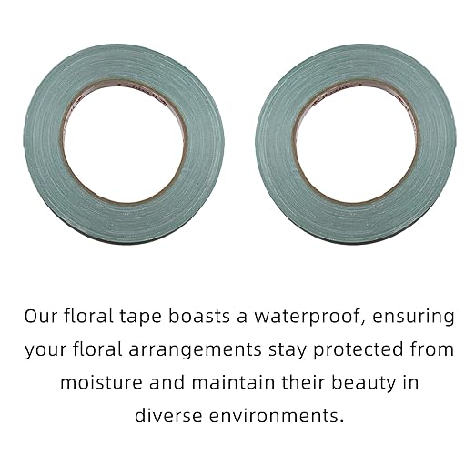 2 PCS Green Floral Tape, 0.5" Flower Stem Wrap Tapes, Waterproof Florist Tape - Multipurpose Adhesive Florist Tapes for Binding Fresh, Flower Bouquets and Floral Craft (98Ft/33Yd/Roll)