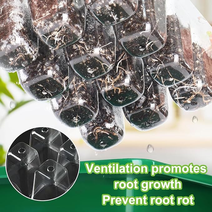 5 Packs Seed Starter Tray, 60 Cells Seed Starter Kit with Humidity Dome Seed Starting Trays Plant Starter Kit and Base Mini Greenhouse Germination Kit for Seeds Growing Starting