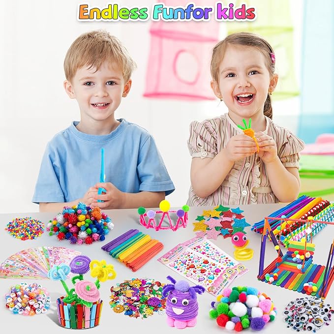 Sundaymot Arts and Crafts Supplies for Kids, 2000+Pcs DIY Craft Kits, Ages 6-10, Educational Preschool and Homeschooling Arts Programs, Children Craft Kits, Christmas Gifts for Boys and Girls.