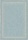 Unique Loom Outdoor Border Collection Area Rug - Soft Border (8' x 11' 4" Rectangle, Aquamarine/ Ivory)