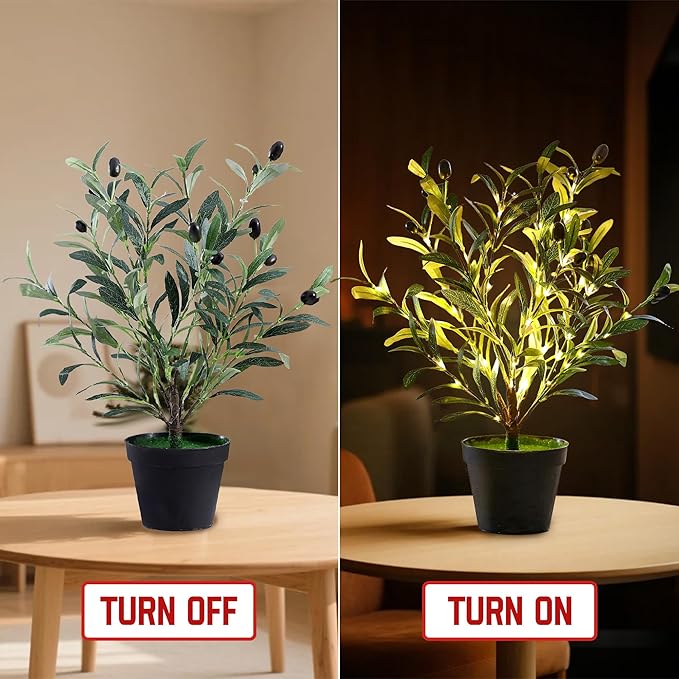 Artificial Olive Tree Lamp, Faux Olive Tree and Fruits Artificial Tree for Office House Living Room Bedroom Stairs Foye Coffee Shop Rack Clothing Store Home Decor, Christmas Birthday Gifts for Women