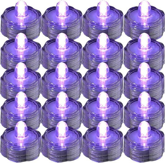 Bright LED Floral Tea Light Vase Submersible Lights for Party Wedding (Purple, 30 Pack)