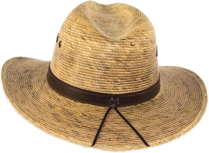 Palm Leaf Straw Trilby Wide Brim Fedora Golf Sun Hat for Men or Women, UV UPF Protection Natural