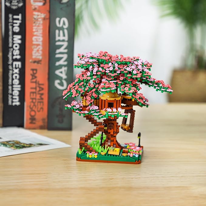 Cherry Blossom Bonsai Tree Mini Micro Building Set, Japanese Sakura Tree House Model Sets for Adults, Flowers House Mini Bricks Building Kit, Creative Gift Toys for Kids 12-14 (2138PCS)