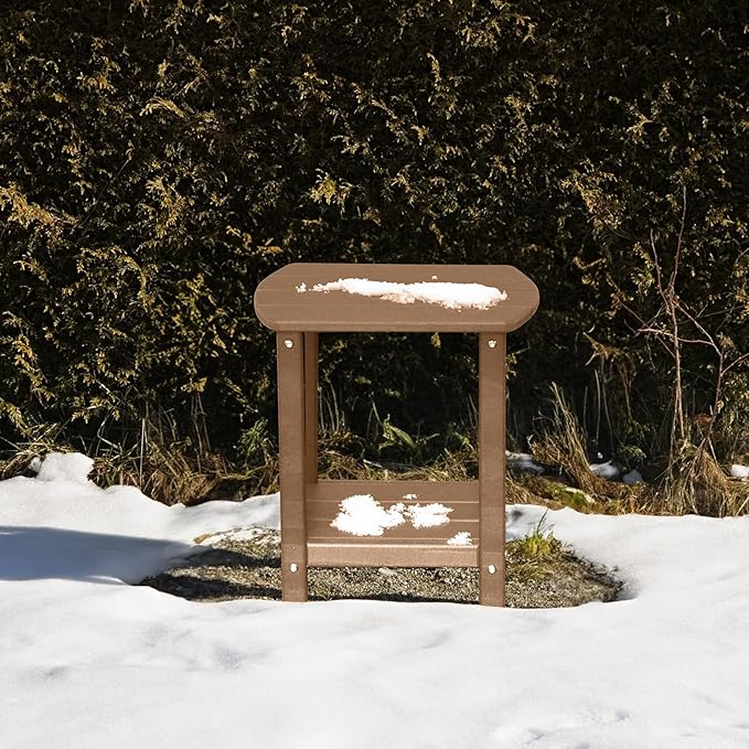 Adirondack Square Outdoor Side Table,2-Tier Storage Patio Side Table, HDPE End Tables for Backyard Pool Porch Garden Lawn BrownRed