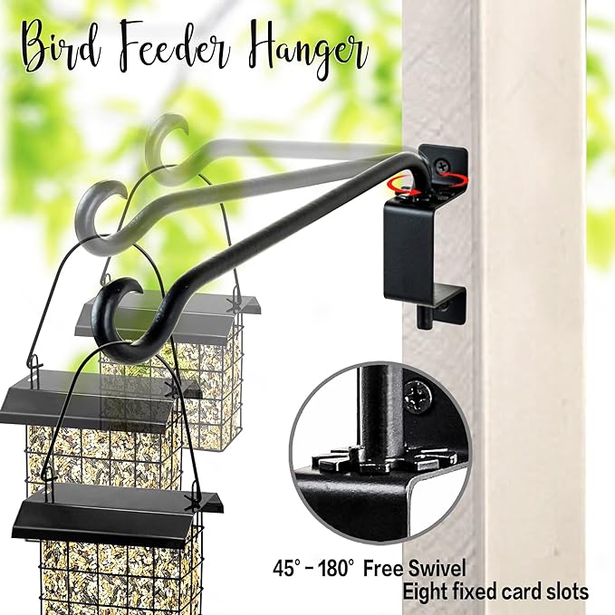 AJART Swivel Hanging Plant Bracket: Outdoor Bird Feeder Hangers for Indoor Wall Mount 16 Inch - 2 Pieces Hummingbird Feeder Hook for Flower Basket