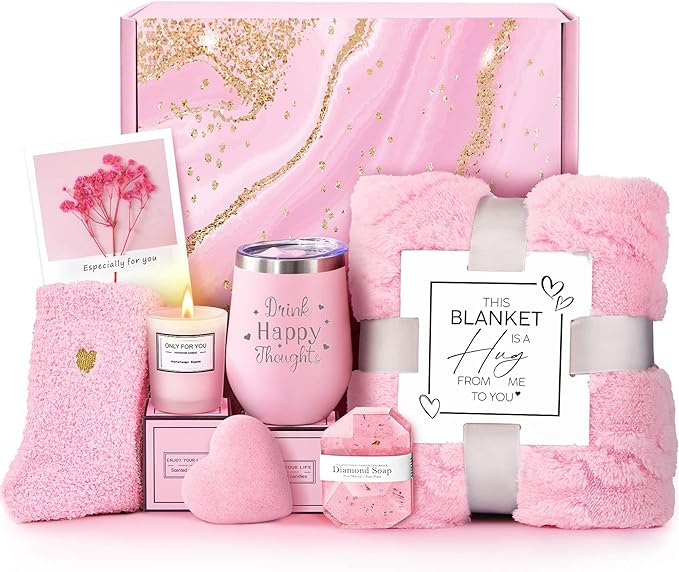 for Women, Self Care Get Well Soon Gifts, Luxury Rose Spa Bath Gift Basket - Unique Birthday Valentines Day for Mom Grandma Daughter Her Wife Girlfriend