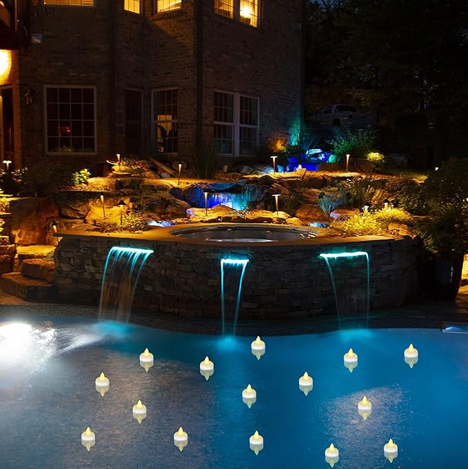 72 Pack Flameless Flickering Floating Tea Lights, Warm White Battery Operated Outdoor Waterproof Candles, LED Votive Tealight Candles Bulk for Wedding Centerpiece Vase Pond Halloween Decorations