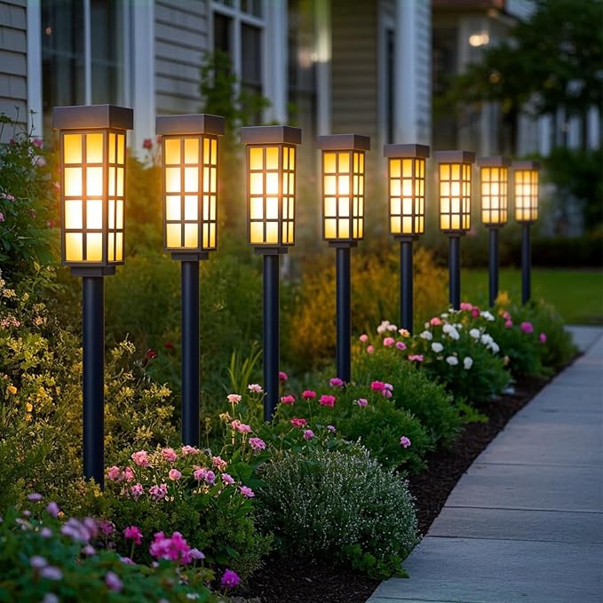 8 Pack Solar Pathway Lights, LED Solar Lights Outdoor, IP65 Waterproof Outdoor Solar Lights for Yard, Auto On/Off Solar Walkway Lights Outdoor, Landscape Lighting for Patio, Driveway Decor, Frosted