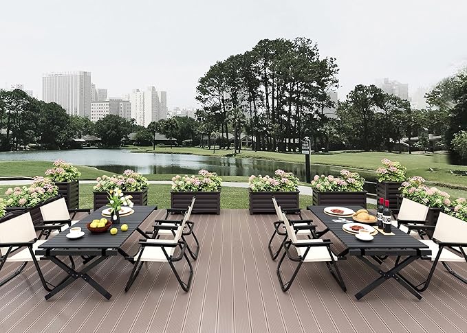 Aluminum Outdoor Planter - 19.68" Tall Planter Box for Patio Porch Indoor or Outdoor Durable Weather-Resistant Large Planters for Flowers with Drainage Hole, Dark Brown, 19.68"D x 19.68"W x 27.56"H