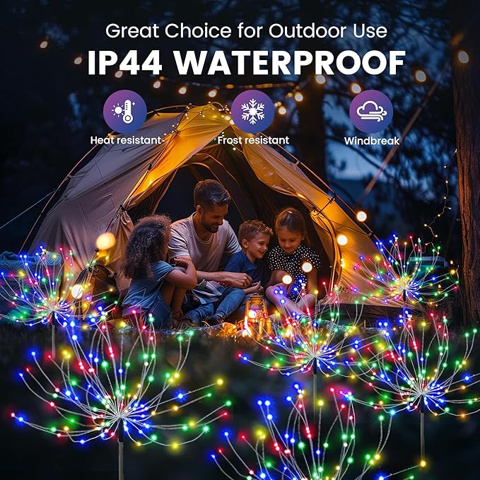 Garden Decor Solar Lights Outdoor,4Pack 120LED Waterproof Colorful Solar Garden Lights Your Outdoor Decoration,Yard, Patio, Porch,Flower Pot,Pathway,Christmas