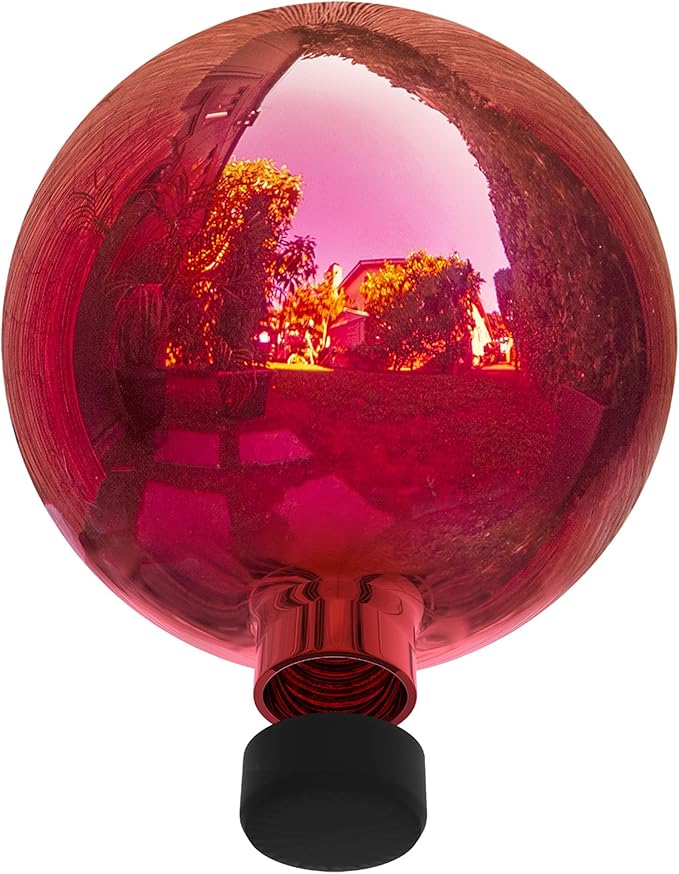 Alpine Corporation 10" Diameter Indoor/Outdoor Glass Gazing Globe Yard Decoration, Red