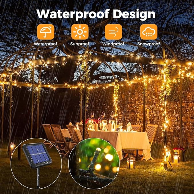 btfarm 2 Pack Solar String Lights Outdoor, 240LED 78Ft Solar Christmas Lights Outside Waterproof, 8 Modes Solar Powered Tree Twinkle Light for Garden Yard Patio Party Decoration,Warm White