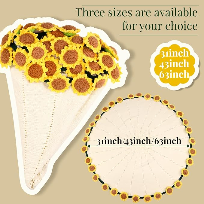 Sunflower Gifts for Women-Teacher Appreciation Gifts-Sunshine Teacher Friend Mom Sister Grandma Birthday Retirement Gifts,Thank you,Get well, Sunflower Crochet Flower Bouquet Blanket 63 Inches