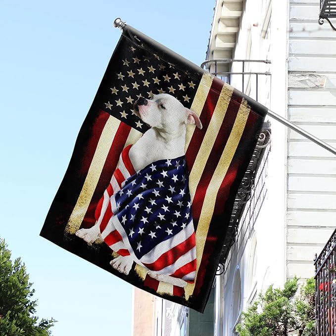 FLAGWIX American Bulldog House Flags, Dog Decor Flag - 4th of July Decorations for Home, Yard Decor, House Flag 30x40 - Patriotic Dog Decor, Double Sided, Heavy Duty Canvas Flag Indoor Outdoor