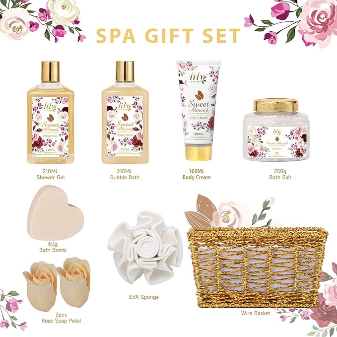 Christmas Gifts for Women Bath and Body Gift Basket Set - 9 Pcs Luxury Spa Gift Basket Set for Women, Gift Baskets | Perfect Valentine's, Birthday, Mothers Day for Mom, Gift Set for Mom All Occasion