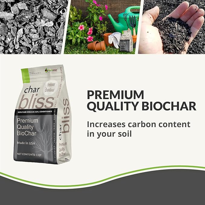 Char Bliss (24 Qts) - Organic Biochar for Plants - OMRI-Listed Biochar Soil Amendment Organic - Bio Char for Plants - Horticultural Charcoal for Plants, Potting Soil, Garden Soil, & Potting Mixes