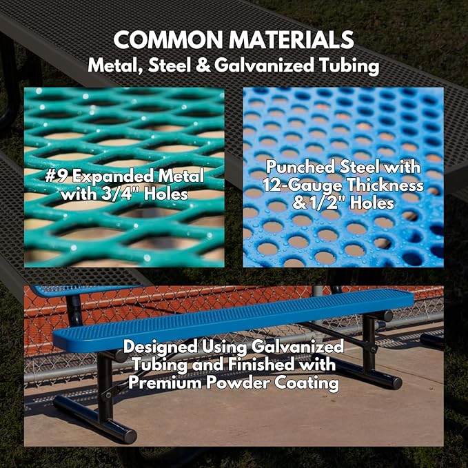 Coated Outdoor Furniture Heavy-Duty Outdoor Bench Thermoplastic Coated, Expanded Metal, Commercial-Grade Seating, Made in America (Surface with Back, 6 Ft, Textured Burgundy)