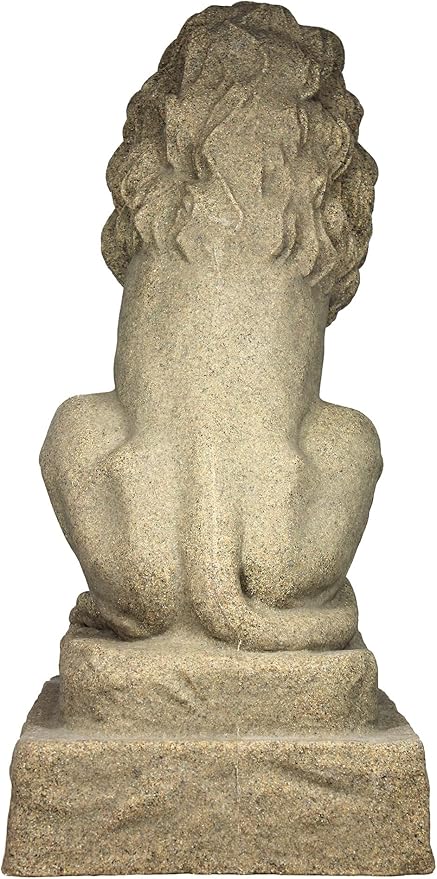 EMSCO Group Guardian Lion Statue – Natural Sandstone Appearance – Made of Resin – Lightweight – 28” Height
