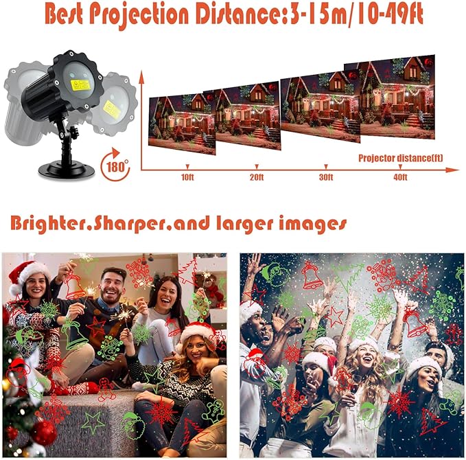 Brighter Christmas Projector Lights Outdoor, Waterproof Laser Christmas Projector with Remote, Christmas Spotlight Decorations for Party Yard Garden Outdoor Indoor