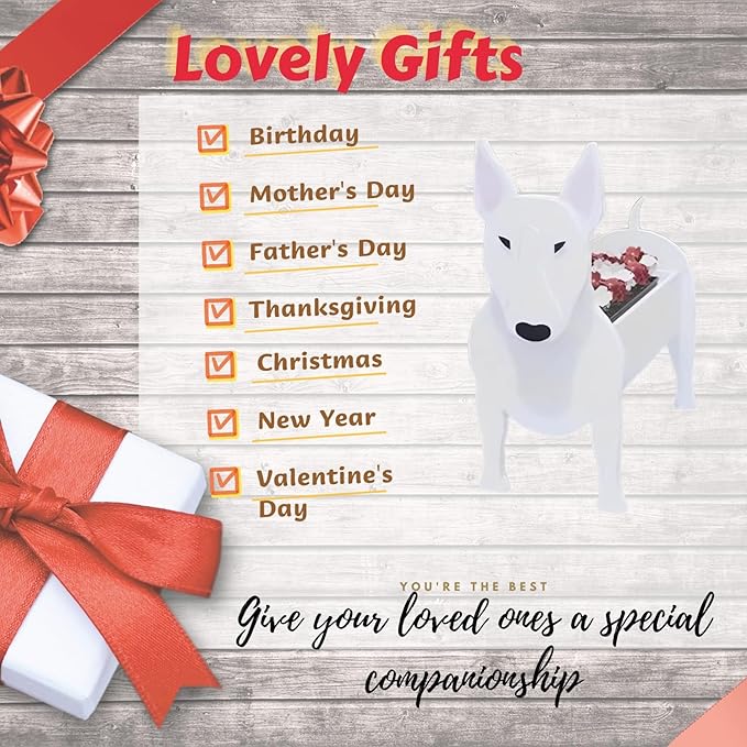 Bull Terrier Dog Planter Plant Pots,Cute Garden Dog Flower Planter,Dog Planters Birthday Gifts for Women,Office,Indoor/Outdoor Decor（9.45 * 5.57 * 13.39in）