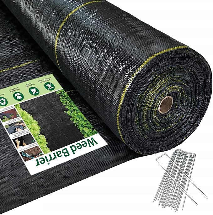8ft x100ft Black Weed Barrier Landscape Premium Fabric-Heavy Duty Woven Ground Cloth with Superior Permeability Weed Control Convenient Design