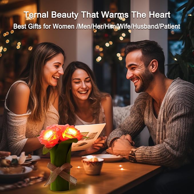 Pink Rose Night Light Gifts for Womens, Christmas Day Gifts for Mom Women Wife Friends Her Christmas Anniversary Birthday Gift, Perfect Ideal for Bedroom Ambiance Coffee Shop