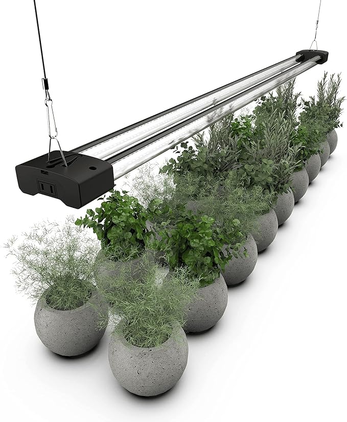 BoostGro LED Grow Light Full Spectrum 5000K Daylight + 660nm Red Linkable Indoor Plant Lighting Fixture Tubes (4 FT, Black)