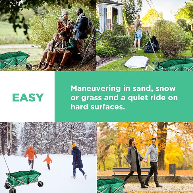 Creative Outdoor All-Terrain Deluxe Wagon | 360 Swivel All Terrain Wheels | Great for Beach, Park, Garden & Tailgate | Multiple Color Options