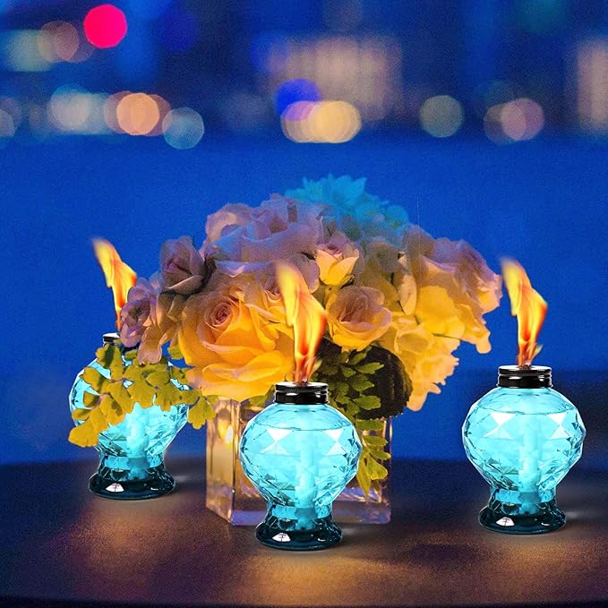 4 Pack Glass Table Torch,Citronella Glass Table Top Torches with Wick and Cap for Outdoor, Refillable Torches Landscape Lanterns Torches for Yard Patio Garden,Party Decor