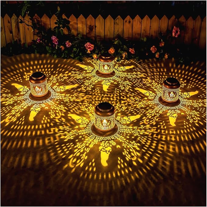 Gnomes Solar Lanterns Outdoor Waterproof Hanging Solar Lights Gnomes Gifts for Women Men Mom Metal Decorative LED Outdoor Lanterns for Patio, Lawn, Landscape, Garden Decor, Yard Decorations