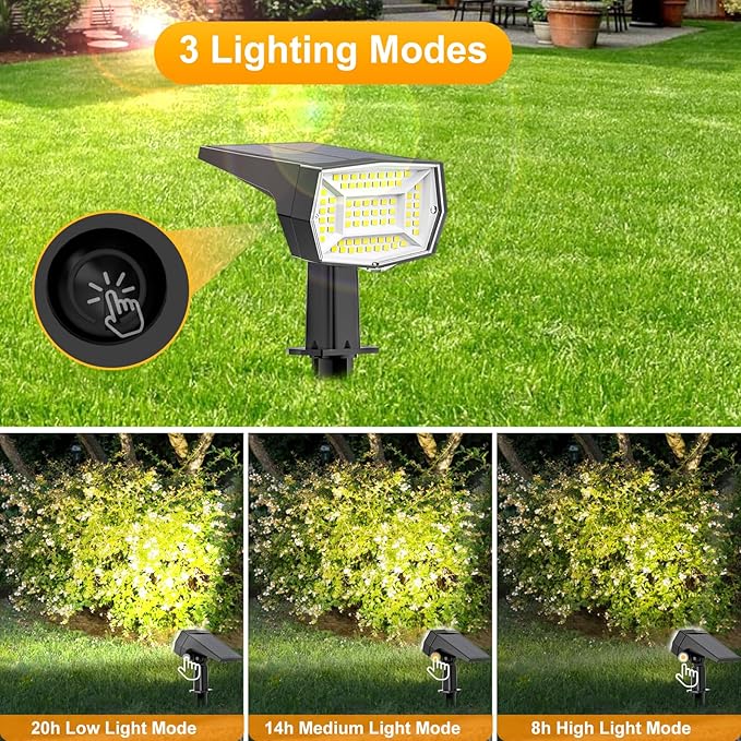 Fabrito 72 LEDs Solar Spot Lights Outdoor Waterproof, 3 Modes Landscape Spotlights, Dusk to Dawn Solar Powered Flood Wall Lights for Outside, Solar Garden Lights for Yard Porch 10 Pack (Cool White)