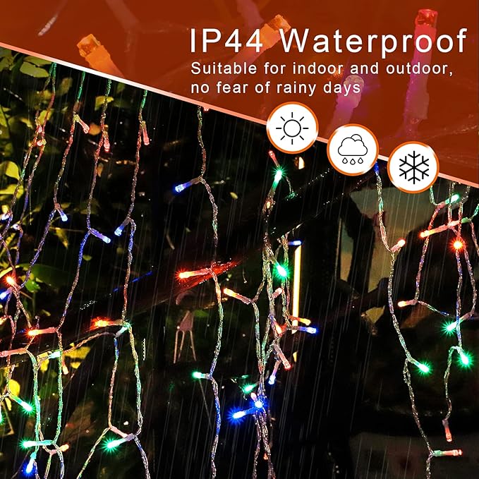 Christmas Decoration Lights, Outdoor String Lights 320 LED 11.5 Ft Waterfall Tree With Big Star Topper 8 Modes for New Year Holiday Garden Yard Indoor Outdoor Decor