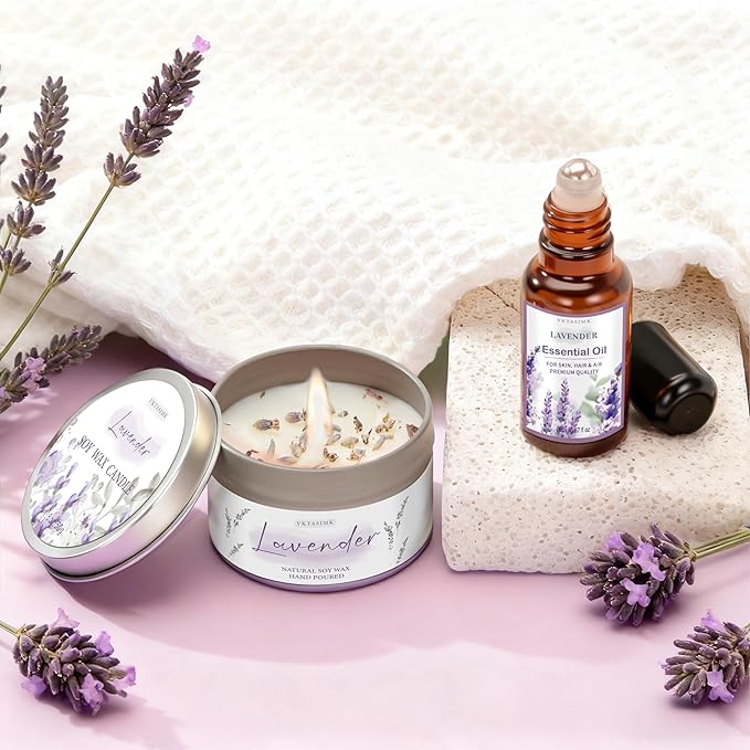 Gifts for Women, Lavender Bath and Body Gift Basket Relaxing Spa Self Care Gift, Mothers Day Gifts Happy Birthday Gift Baskets, Thank You for Mom Her Sister Wife Girlfriend Teacher Friends Friendship