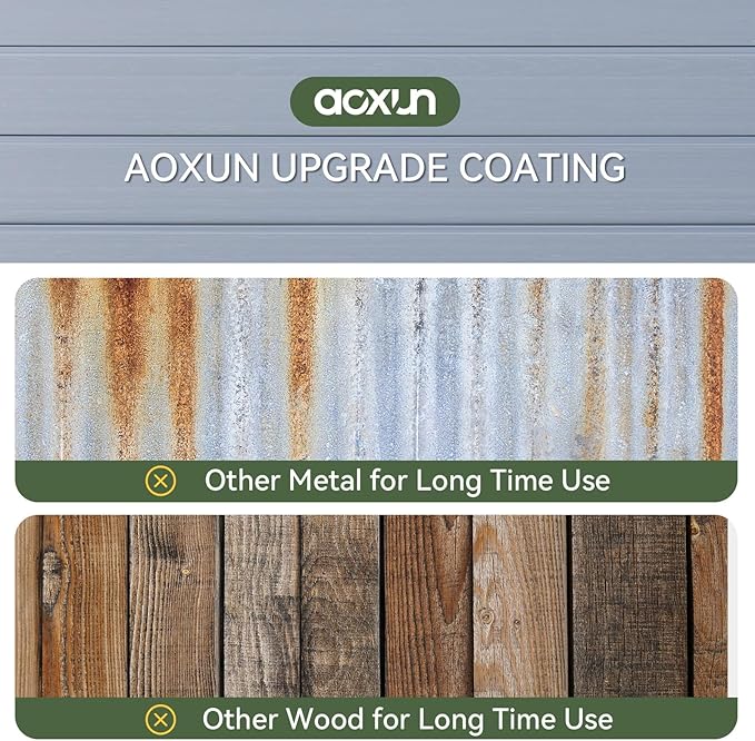 Aoxun 4'x6' Resin Outdoor Storage Shed Utility Tool Shed Storage House, Multi-Purpose Utility Tool House Applicable for Bike, Clutter Storage for Backyard, Patio - Gray