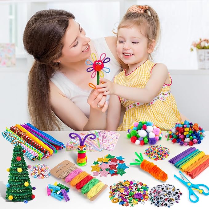 Sundaymot Arts and Crafts Supplies for Kids, 2000+Pcs DIY Craft Kits, Ages 6-10, Educational Preschool and Homeschooling Arts Programs, Children Craft Kits, Christmas Gifts for Boys and Girls.