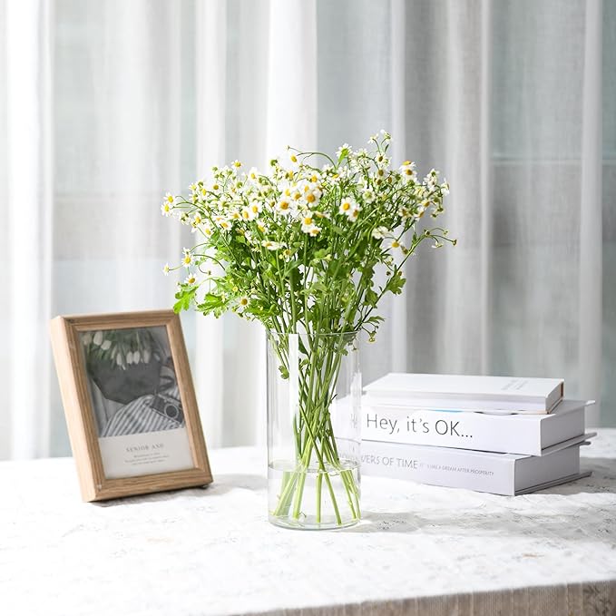 Clear Flower Vase, Non-breakable Vases, 6" W x 12" H, Acrylic Vase, Aesthetic Room Decor Cylindrical Modern Flower Vases for Table Centerpiece, Home Decor, Women Floral Arrangement Gift